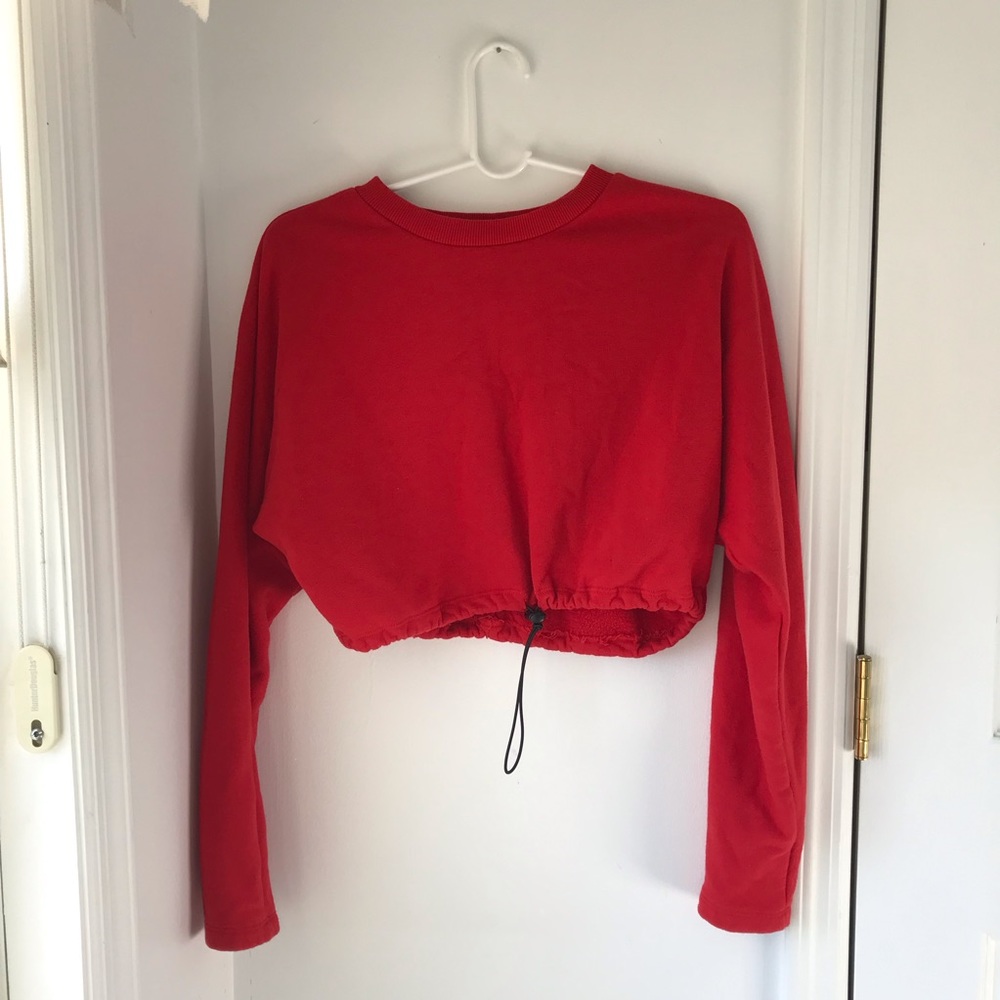 Red Cropped Sweatshirt